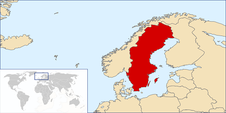 Map showing Sweden